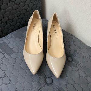 Guess leather tan kitten heel